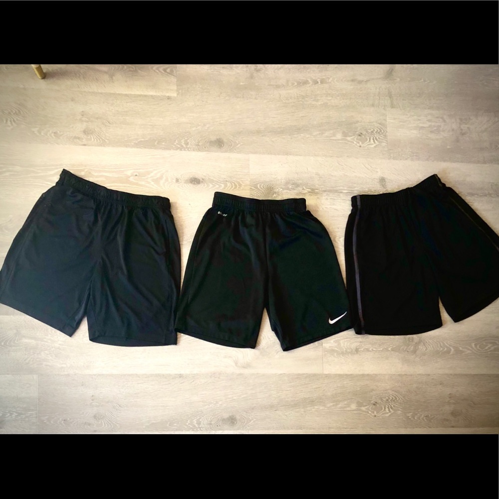 Black Nike, Fila, and Tek Dry Unisex Athletic Shorts